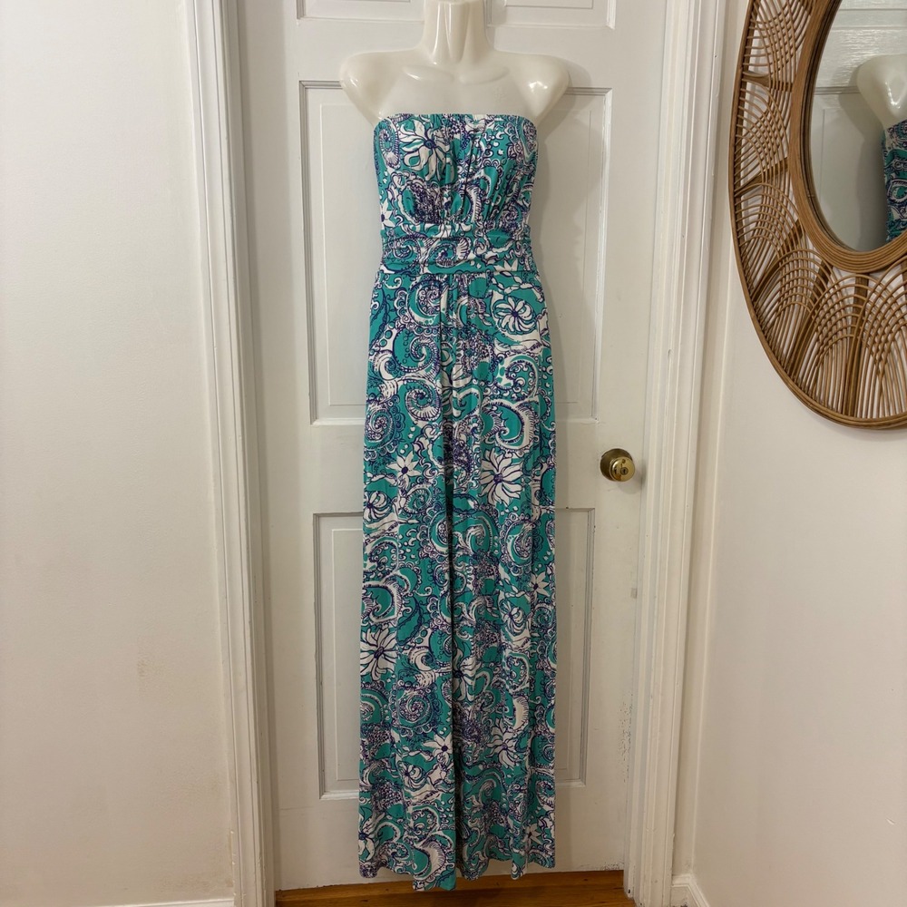 Lilly Pulitzer Holbrook Maxi Dress XS Montauk Seafoam Green Beach Boho Resort - Picture 2 of 8